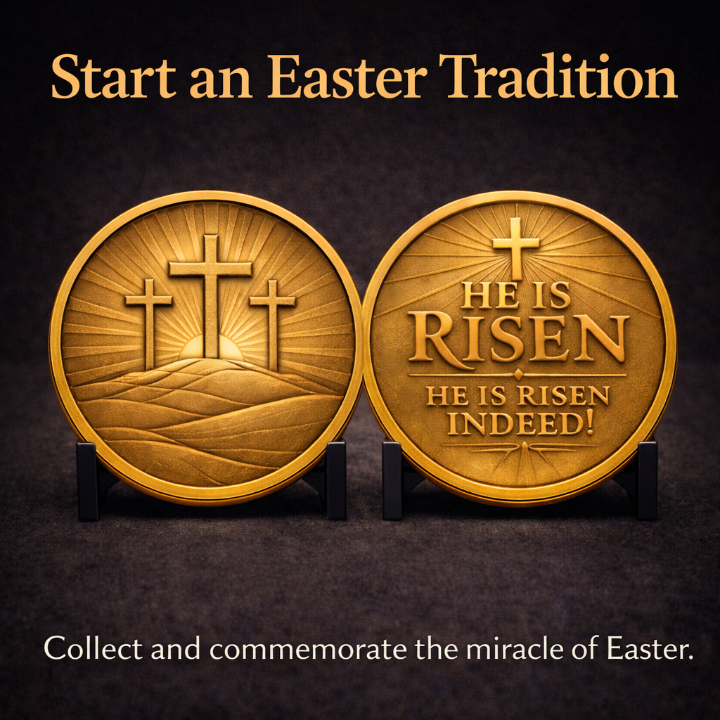 He Is Risen Brass Coin | Double-Sided Easter Resurrection Keepsake