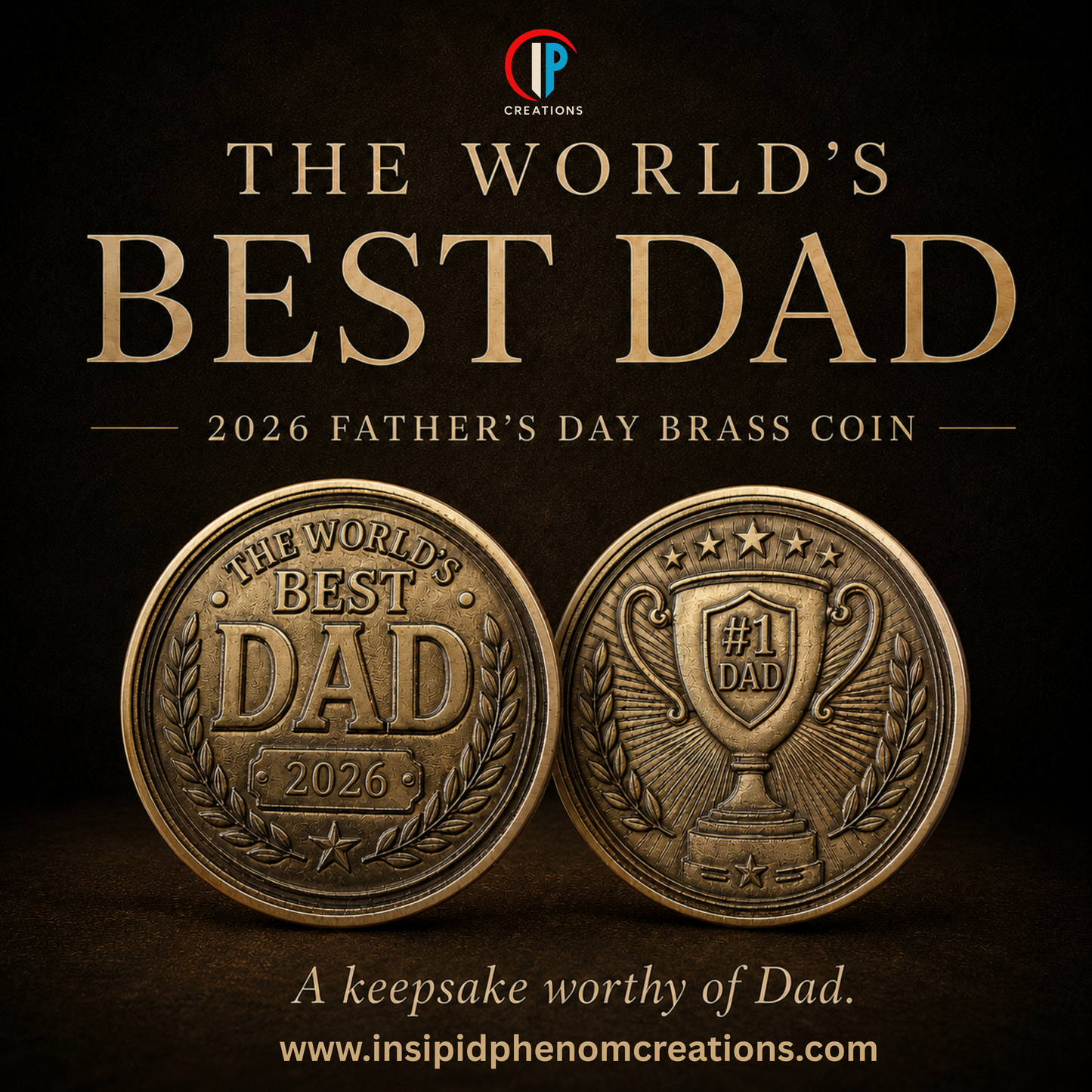 World’s Best Dad Brass or Zinc Coin | Father’s Day Keepsake Gift