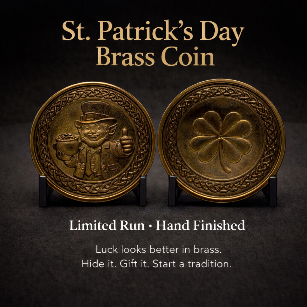 St. Patrick’s Day Brass Coin | Limited Run · Hand Finished